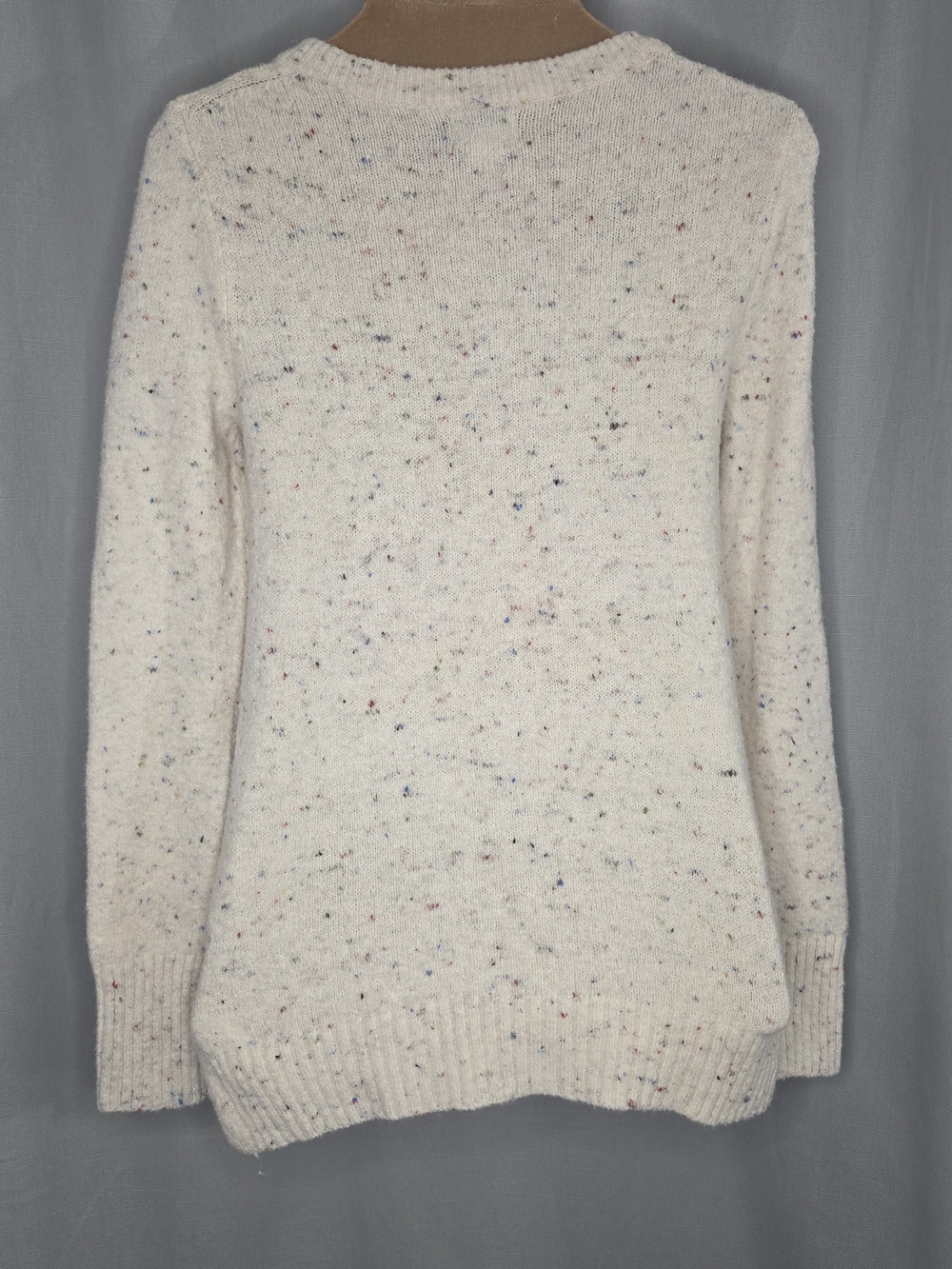 Women's Old Navy Cozy Cream Speckled Crewneck Sweater Size Small - Picture 2 of 7